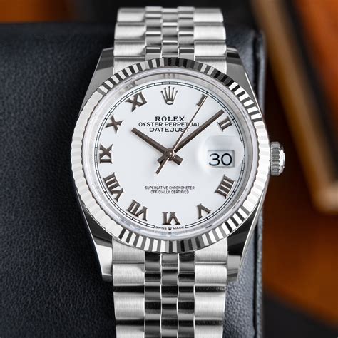 rolex datejust 36 watchfinder|Rolex Datejust 36mm white dial.